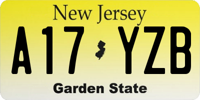 NJ license plate A17YZB