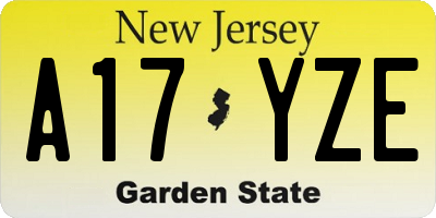 NJ license plate A17YZE