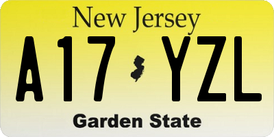 NJ license plate A17YZL