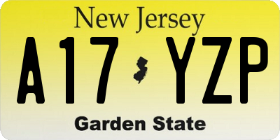 NJ license plate A17YZP