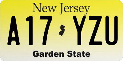 NJ license plate A17YZU