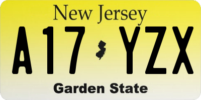 NJ license plate A17YZX