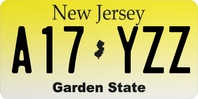 NJ license plate A17YZZ