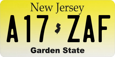 NJ license plate A17ZAF