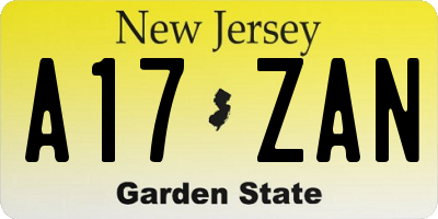 NJ license plate A17ZAN
