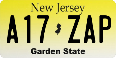 NJ license plate A17ZAP