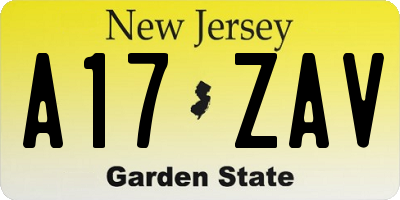 NJ license plate A17ZAV