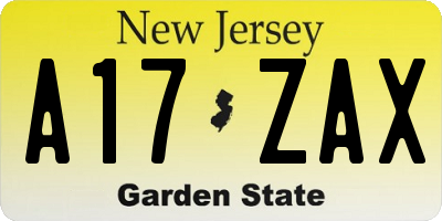 NJ license plate A17ZAX