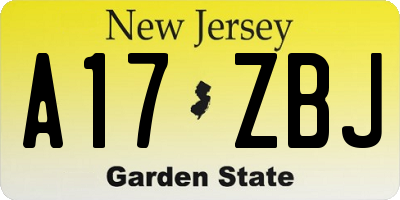 NJ license plate A17ZBJ