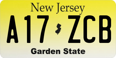 NJ license plate A17ZCB