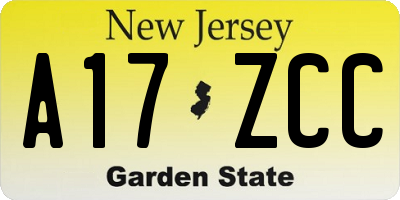 NJ license plate A17ZCC