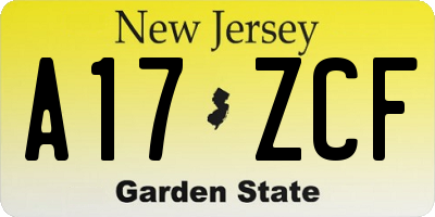 NJ license plate A17ZCF