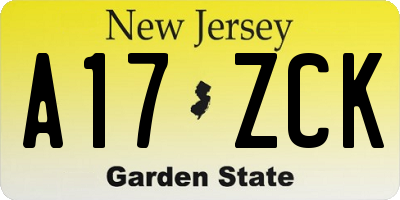 NJ license plate A17ZCK