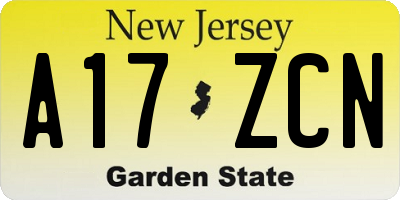 NJ license plate A17ZCN