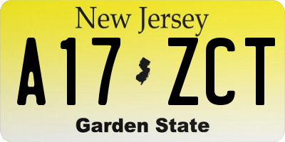 NJ license plate A17ZCT