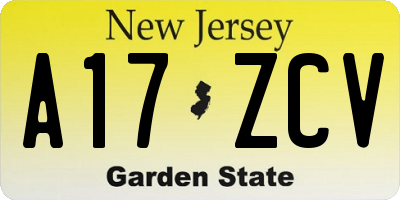 NJ license plate A17ZCV