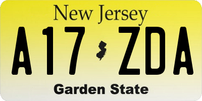 NJ license plate A17ZDA