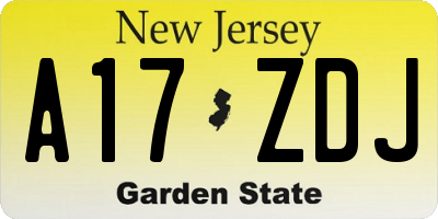 NJ license plate A17ZDJ