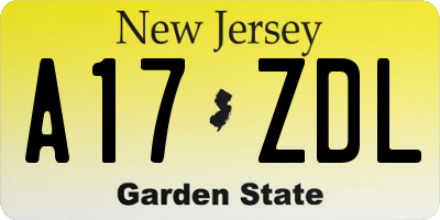 NJ license plate A17ZDL