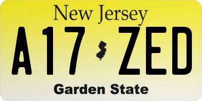 NJ license plate A17ZED