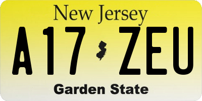 NJ license plate A17ZEU