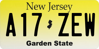 NJ license plate A17ZEW