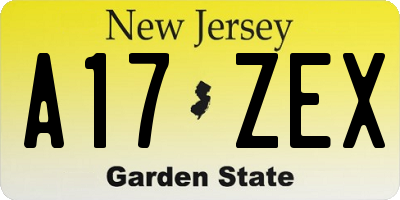 NJ license plate A17ZEX