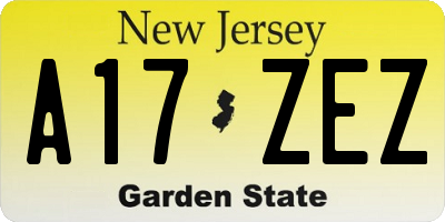 NJ license plate A17ZEZ