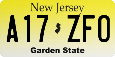 NJ license plate A17ZFO