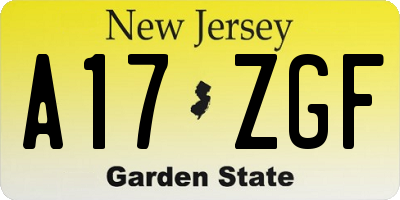 NJ license plate A17ZGF