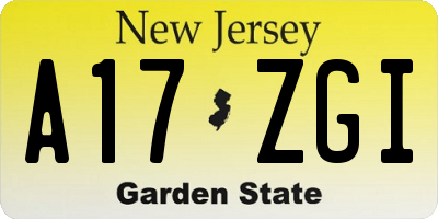NJ license plate A17ZGI
