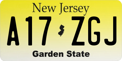 NJ license plate A17ZGJ
