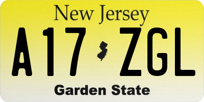 NJ license plate A17ZGL