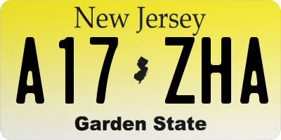 NJ license plate A17ZHA