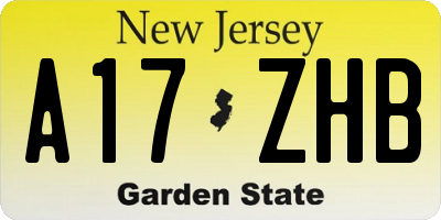 NJ license plate A17ZHB