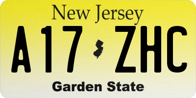 NJ license plate A17ZHC