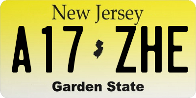 NJ license plate A17ZHE