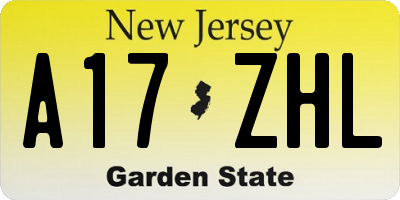 NJ license plate A17ZHL