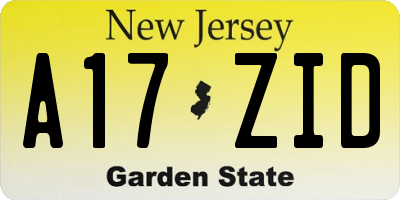 NJ license plate A17ZID