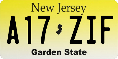 NJ license plate A17ZIF