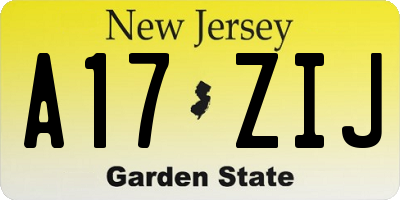 NJ license plate A17ZIJ