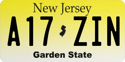 NJ license plate A17ZIN