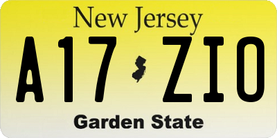 NJ license plate A17ZIO