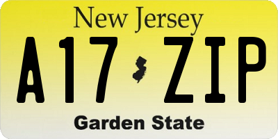 NJ license plate A17ZIP