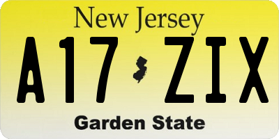 NJ license plate A17ZIX
