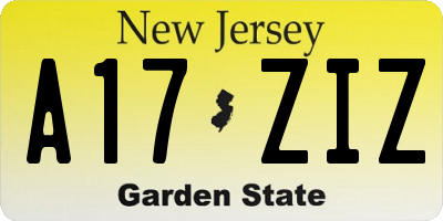 NJ license plate A17ZIZ