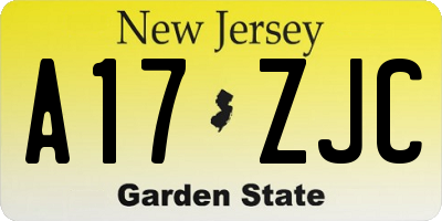 NJ license plate A17ZJC