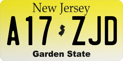 NJ license plate A17ZJD