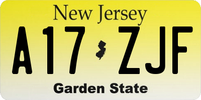 NJ license plate A17ZJF