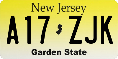 NJ license plate A17ZJK